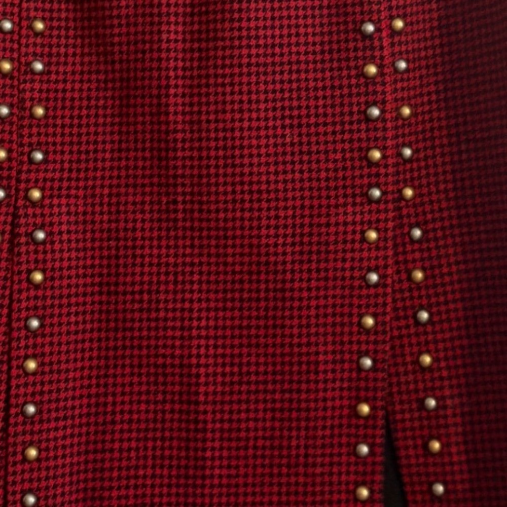 Scotch & Soda Red Houndstooth Studded Midi Skirt Size M - Picture 6 of 6